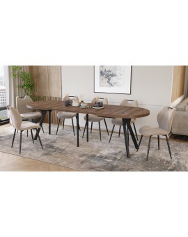 EXPANSO Brown Oak / black legs - OVAL EXTENDING TABLE 160-360 cm FOR 16-18 PEOPLE