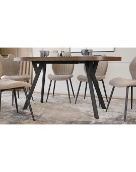 EXPANSO Brown Oak / black legs - OVAL EXTENDING TABLE 160-360 cm FOR 16-18 PEOPLE