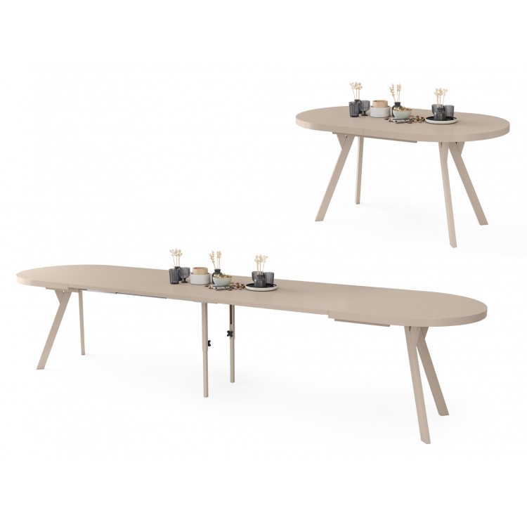 EXPANSO Kašmír / kašmírové nohy - OVÁLNÝ ROZKLÁDACÍ STŮL 160-360 cm PRO 16-18 OSOB