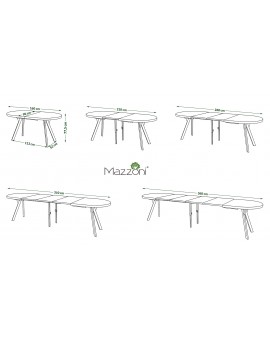 EXPANSO Kašmír / kašmírové nohy - OVÁLNÝ ROZKLÁDACÍ STŮL 160-360 cm PRO 16-18 OSOB
