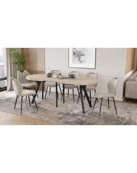 EXPANSO Cashmere / black legs - OVAL EXTENDING TABLE 160-360 cm FOR 16-18 PEOPLE