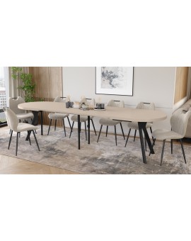 EXPANSO Kašmír / černé nohy - OVÁLNÝ ROZKLÁDACÍ STŮL 160-360 cm PRO 16-18 OSOB