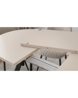 ALMO Kasjmier / zwarte poten - OVALE UITSCHUIFTAFEL 120-220 cm VOOR 10-12 PERSONEN