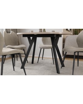 ALMO Kasjmier / zwarte poten - OVALE UITSCHUIFTAFEL 120-220 cm VOOR 10-12 PERSONEN