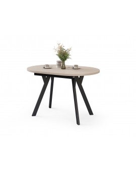 ALMO Kasjmier / zwarte poten - OVALE UITSCHUIFTAFEL 120-220 cm VOOR 10-12 PERSONEN
