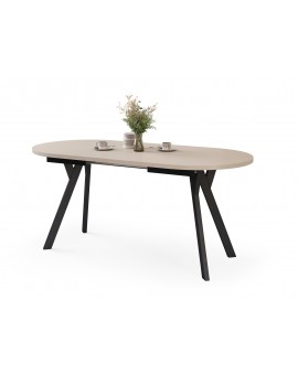 ALMO Kasjmier / zwarte poten - OVALE UITSCHUIFTAFEL 140-240 cm VOOR 10-12 PERSONEN