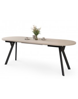 ALMO Kasjmier / zwarte poten - OVALE UITSCHUIFTAFEL 140-240 cm VOOR 10-12 PERSONEN