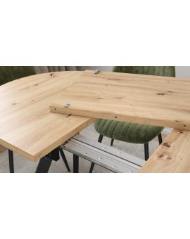 ALMO Artisan Eiken / zwarte poten - OVALE UITSCHUIFTAFEL 140-240 cm VOOR 10-12 PERSONEN