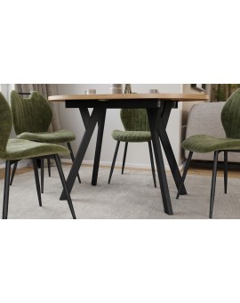 ALMO Artisan Eiken / zwarte poten - OVALE UITSCHUIFTAFEL 140-240 cm VOOR 10-12 PERSONEN