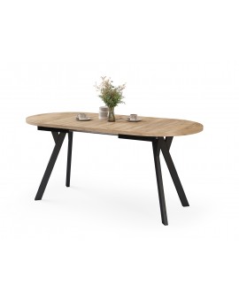 ALMO Golden Craft Oak / black legs - OVAL EXTENDING TABLE 120-220 cm FOR 10-12 PEOPLE
