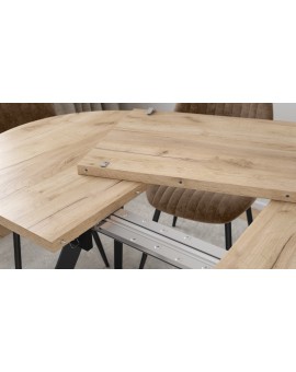 ALMO Craft Eiken Goud / zwarte poten - OVALE UITSCHUIFTAFEL 140-240 cm VOOR 10-12 PERSONEN