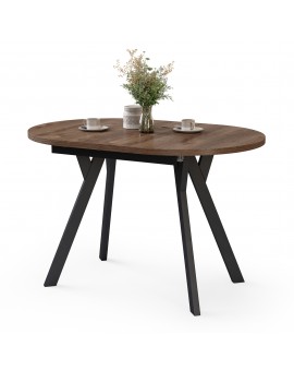 ALMO Brown Oak / black legs - OVAL EXTENDING TABLE 120-220 cm FOR 10-12 PEOPLE
