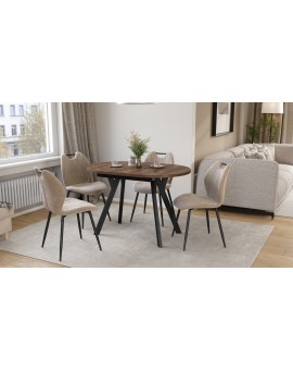 ALMO Brown Oak / black legs - OVAL EXTENDING TABLE 120-220 cm FOR 10-12 PEOPLE