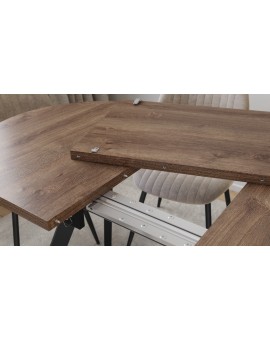 ALMO Brown Oak / black legs - OVAL EXTENDING TABLE 120-220 cm FOR 10-12 PEOPLE