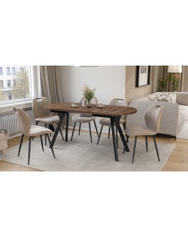Stół owalny rozkładany ALMO Dąb Brązowy / nogi czarne 140x90 cm