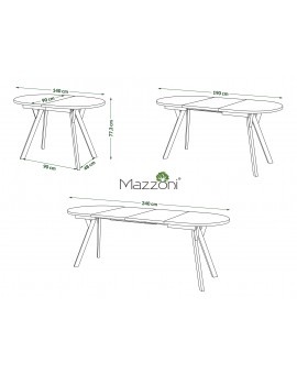 ALMO Hnědý dub / černé nohy - OVÁLNÝ ROZKLÁDACÍ STŮL 140-240 cm PRO 10-12 OSOB