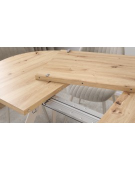 ALMO Artisan Eiken / kasjmier poten - OVALE UITSCHUIFTAFEL 120-220 cm VOOR 10-12 PERSONEN