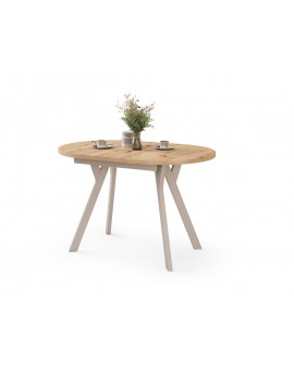 ALMO Artisan Eiken / kasjmier poten - OVALE UITSCHUIFTAFEL 120-220 cm VOOR 10-12 PERSONEN