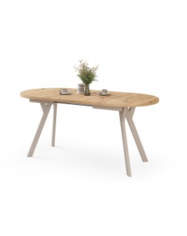 ALMO Artisan Eiken / kasjmier poten - OVALE UITSCHUIFTAFEL 120-220 cm VOOR 10-12 PERSONEN