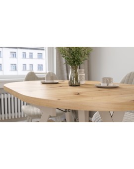 ALMO Artisan Eiken / kasjmier poten - OVALE UITSCHUIFTAFEL 140-240 cm VOOR 10-12 PERSONEN