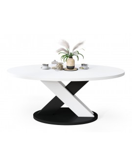 LOXA Wit / Zwart - OVALE SALONTAFEL 120x65 cm