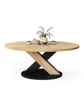 LOXA Craft Eiken Goud / Zwart - OVALE SALONTAFEL 120x65 cm