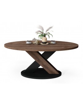 LOXA Bruin Eiken / Zwart - OVALE SALONTAFEL 120x65 cm