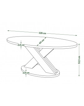 LOXA Artisan Eiken / Kasjmier - OVALE SALONTAFEL 120x65 cm