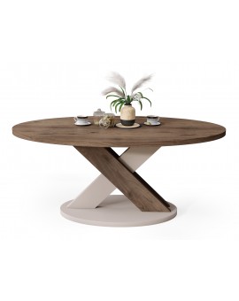 LOXA Walnoot Elegant / Taupe Beige - OVALE SALONTAFEL 120x65 cm