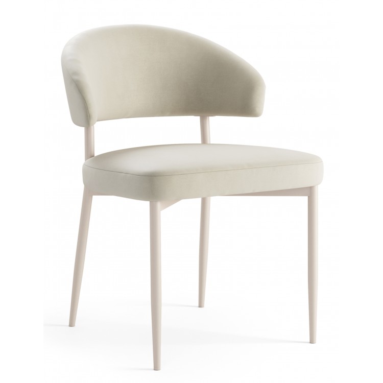 IRIS Zandkleurig beige (stof Victoria A80) / beige onderstel – MODERNE GESTOFFEERDE STOEL VOOR WOONKAMER/EETKAMER BOHO