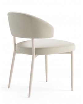 IRIS Zandkleurig beige (stof Victoria A80) / beige onderstel – MODERNE GESTOFFEERDE STOEL VOOR WOONKAMER/EETKAMER BOHO