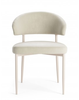 IRIS Zandkleurig beige (stof Victoria A80) / beige onderstel – MODERNE GESTOFFEERDE STOEL VOOR WOONKAMER/EETKAMER BOHO