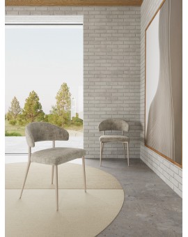 IRIS Beige (stof Juto 4) / grijs-beige frame (kashmir) – MODERNE GESTOFFEERDE STOEL VOOR WOONKAMER/EETKAMER BOHO