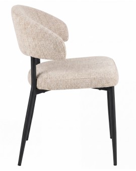 IRIS Beige (stof Juto 4) / zwart onderstel – MODERNE GESTOFFEERDE STOEL VOOR WOONKAMER/EETKAMER BOHO