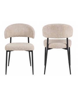 IRIS Beige (stof Juto 4) / zwart onderstel – MODERNE GESTOFFEERDE STOEL VOOR WOONKAMER/EETKAMER BOHO