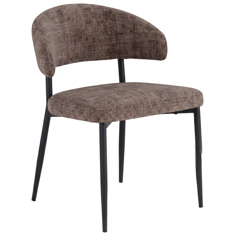 IRIS gedempt bruin (stof Juto 24) / zwart onderstel – MODERNE GESTOFFEERDE STOEL VOOR WOONKAMER/EETKAMER BOHO