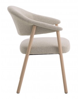 GARDA beige mélange (stof Lake 120) / gebleekt eiken geolied - GESTOFFEERDE STOEL VOOR WOONKAMER/EETKAMER