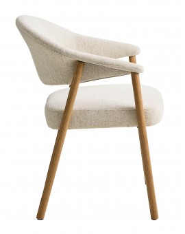 GARDA crème beige (stof Harmony 110) / natuurlijk eiken - GESTOFFEERDE STOEL VOOR WOONKAMER/EETKAMER