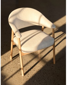GARDA crème beige (stof Harmony 110) / natuurlijk eiken - GESTOFFEERDE STOEL VOOR WOONKAMER/EETKAMER