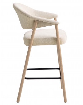 GARDA crème beige (stof Harmony 110) / gebleekt eiken geolied - GESTOFFEERDE BARKRUK VOOR KEUKEN/BAR