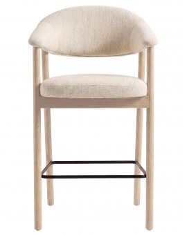 GARDA crème beige (stof Harmony 110) / gebleekt eiken geolied - GESTOFFEERDE BARKRUK VOOR KEUKEN/BAR