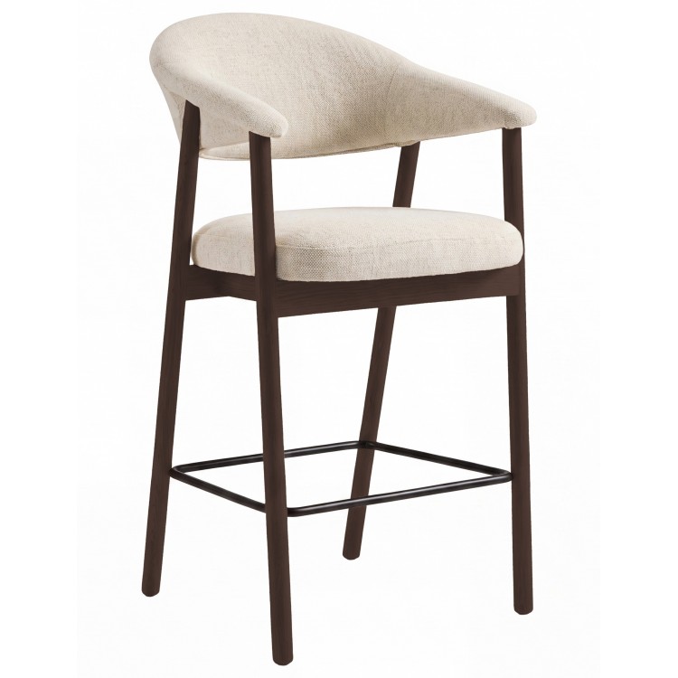 GARDA crème beige (stof Harmony 110) / eiken dark espresso - GESTOFFEERDE BARKRUK VOOR KEUKEN/BAR