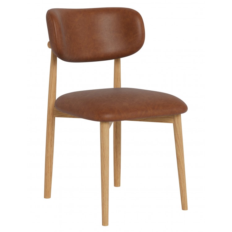 AVLO Eco-leer Retro Brandy/gelakt eiken frame – HOUTEN STOEL VOOR WOONKAMER, EETKAMER, KEUKEN RETRO