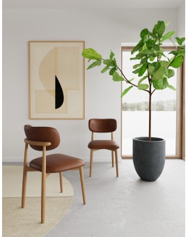 AVLO Eco-leer Retro Brandy/gelakt eiken frame – HOUTEN STOEL VOOR WOONKAMER, EETKAMER, KEUKEN RETRO
