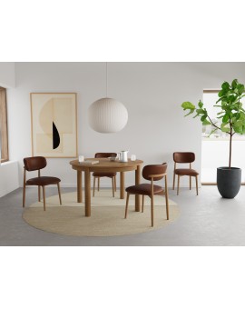 AVLO Eco-leer Retro Brandy/gelakt eiken frame – HOUTEN STOEL VOOR WOONKAMER, EETKAMER, KEUKEN RETRO
