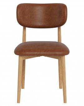 AVLO Eco-leer Retro Brandy/gelakt eiken frame – HOUTEN STOEL VOOR WOONKAMER, EETKAMER, KEUKEN RETRO