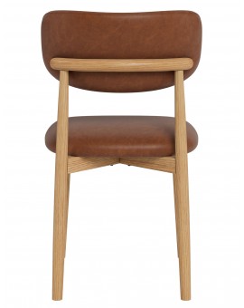 AVLO Eco-leer Retro Brandy/gelakt eiken frame – HOUTEN STOEL VOOR WOONKAMER, EETKAMER, KEUKEN RETRO