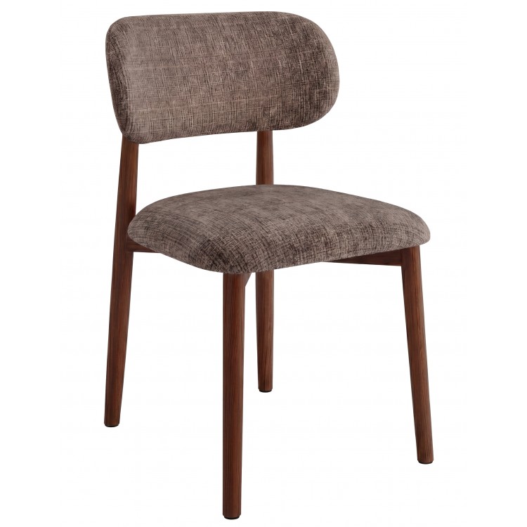 AVLO Gedempt bruin (stof Juto 24)/notenkleurig gebeitst frame – HOUTEN STOEL VOOR WOONKAMER, EETKAMER, KEUKEN RETRO