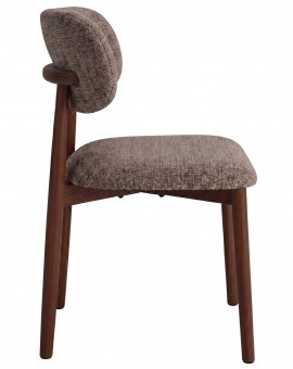 AVLO Gedempt bruin (stof Juto 24)/notenkleurig gebeitst frame – HOUTEN STOEL VOOR WOONKAMER, EETKAMER, KEUKEN RETRO