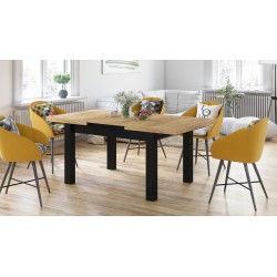 ROYAL gouden eik / zwart, eettafel, uitschuifbaar